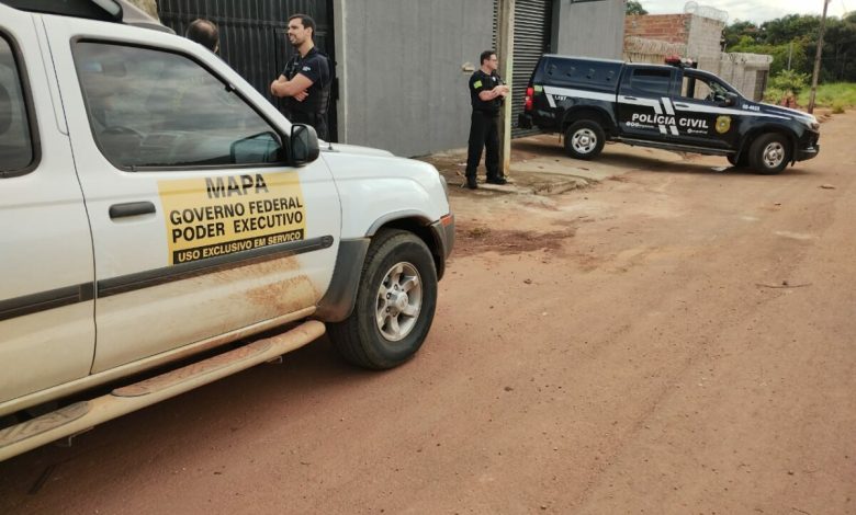Polícia Civil e Ministério da Agricultura cumprem buscas em fábrica clandestina de Goianira
