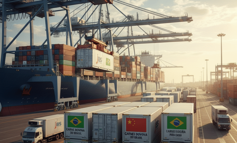 Carne bovina quase dobra venda à China