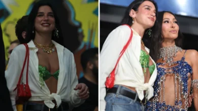 Dua Lipa visita ensaio da Vila Isabel e posa com Sabrina