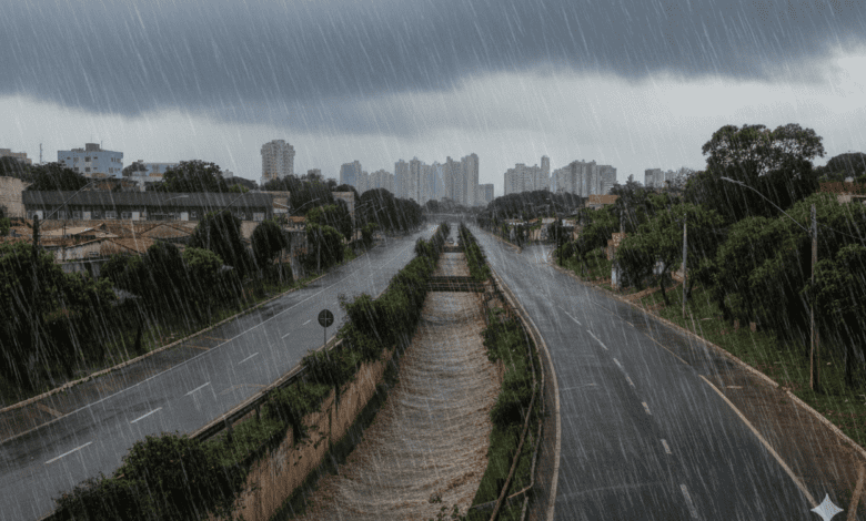 Temporal causa bloqueios viários na Região Central e setor Campinas