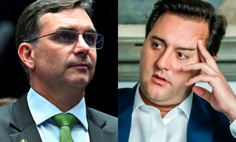 Flávio Bolsonaro pressiona Ratinho Jr. a sair da disputa após saber de escolha de Kassab