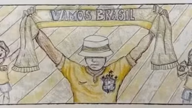 Um estudante brasileiro de 12 anos foi o vencedor de um concurso promovido pela Fifa e terá sua arte estampada no ônibus oficial da seleção brasileira durante a próxima Copa do Mundo. O resultado foi divulgado nesta sexta-feira e destacou o talento de Leo Silveira, que atualmente vive no estado de Massachusetts, nos Estados Unidos.nAluno da sexta série na cidade de New Bedford, Leo criou uma ilustração que retrata torcedores reunidos ao redor de uma faixa com a frase “Vamos Brasil”. A obra chamou a atenção pela composição e pelo clima de arquibancada, um dos elementos valorizados no concurso internacional.nnEm entrevista à emissora CBS, o jovem contou que buscou inspiração em uma imagem ligada ao Vasco, clube para o qual torce. Segundo ele, a referência veio de uma fotografia de torcedores segurando uma faixa em um momento marcante para o time.n“Era um desenho de um cara segurando uma faixa dizendo 'vamos resistir' porque naquela época estávamos lutando contra o rebaixamento e eu me inspirei nele”, afirmou.nnO processo de criação levou cerca de uma semana, período em que Leo se dedicou a desenvolver os detalhes da ilustração. Além de ver seu trabalho ganhar visibilidade internacional ao decorar o ônibus da seleção, o estudante também foi premiado com dois ingressos para assistir à partida entre Brasil e Marrocos, no MetLife Stadium.nA participação no concurso aconteceu com incentivo da professora Aleisea Guzman, que reconheceu o potencial do aluno ao unir duas de suas principais paixões.“Tenho interesse por arte e grande interesse por futebol. Então, eu sabia que esses dois combinados seriam incríveis para ele”, comentou.nhttps://stories.cnnbrasil.com.br/esportes/relembre-as-musicas-oficiais-da-copas-do-mundo/