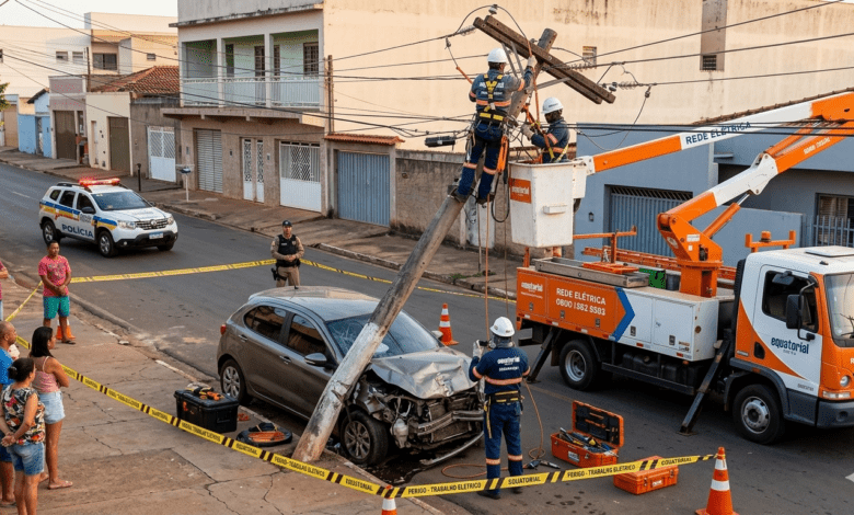 Colisões derrubam postes e deixam mais de 116 mil clientes sem energia em Goiás